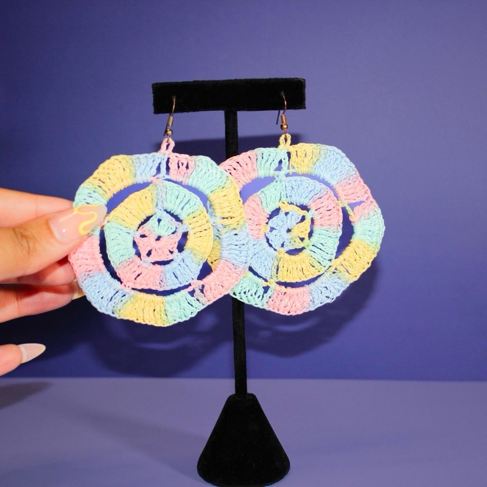 Colorful Crochet Hoop Earrings